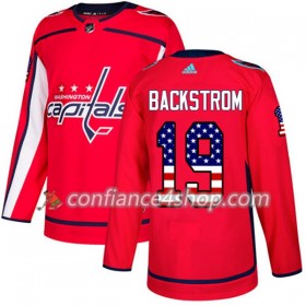 Adidas Maillot de Hockey Washington Capitals Nicklas Backstrom 19 2017-2018 Rouge USA Flag Fashion Authentic - Homme